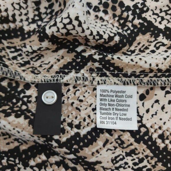 The Limited Blouse Womens Petite Medium Beige Roll Tab Sleeve Snake Print V-Neck - Picture 12 of 12